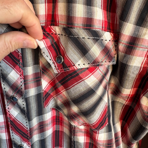 Wrangler Womens Plaid Dark Pearl Snap Long Sleeve Shirt‎ XXL (18-20) Western Y2K - Picture 4 of 12
